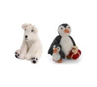 Gry & Sif Fait main & Certifié Fairtrade | Élégant design danois X Artisanat népalais | Ours polaire assis & Pingouin avec bébé