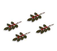 Gry & Sif Lot de 4 mini branches de houx fabriquées à la main et certifiées du commerce équitable, design danois élégant par des artisans népalais