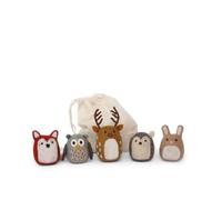 Gry & Sif Lot de 5 animaux en feutre - Figurines décoratives à poser - Pendentif animal - Cadeau parrain - Décoration de chambre d'enfant - Fabriqué à la main - Commerce équitable - Animaux de la