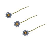 Gry & SIF Marguerite artificielle anémone en feutre, décoration de Pâques pour entrée, décoration de bureau, décoration de printemps, faite à la main, commerce équitable, 3 marguerites bleues, 30 cm