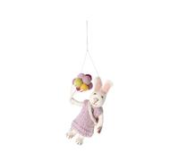 Gry & Sif, Pendentif en feutre, lapin avec ballons, idée cadeau, annonce de grossesse, décoration de chambre d'enfant, 15 cm (violet)