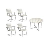 Grythyttan Stålmöbler Ensemble Salle à Manger Grythyttan blanc 9A Ø100cm + 4x A2