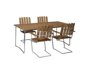 Grythyttan Stålmöbler Ensemble Salle à Manger Grythyttan teck B31 170cm + 4 A2
