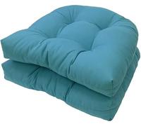 GRYYP Lot de 2 Coussins de siège touffetés d'intérieur et d'extérieur, Coussins de Rechange en Forme de U de 18,9 "x 18,9" pour siège de Chaise en Osier, Meubles de terrasse(Color:Bleu)