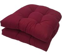 GRYYP Lot de 2 Coussins de siège touffetés d'intérieur et d'extérieur, Coussins de Rechange en Forme de U de 18,9 "x 18,9" pour siège de Chaise en Osier, Meubles de terrasse(Color:Vin Rouge)