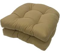GRYYP Lot de 2 Coussins de siège touffetés d'intérieur et d'extérieur, Coussins de Rechange en Forme de U de 18,9 "x 18,9" pour siège de Chaise en Osier, Meubles de terrasse(Color:Café)