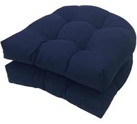 GRYYP Lot de 2 Coussins de siège touffetés d'intérieur et d'extérieur, Coussins de Rechange en Forme de U de 18,9 "x 18,9" pour siège de Chaise en Osier, Meubles de terrasse(Color:Bleu Marine)