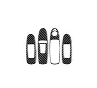GRZPCJZM Autocollant de commande de commutateur de lève-vitre de porte compatible avec Infiniti Q50 Q60 2013-2020, en fibre de carbone souple véritable(For Q50 A)