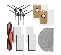GRZPCJZM Compatible avec Les pièces d'aspirateur Robot XiaoMi Mijia Lydsto R1 R1A S1, Brosse Principale, Filtre, Brosse latérale, Sac, Chiffon de Nettoyage(Black)
