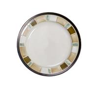 GS-022 Plaque en céramique peinte à la main Plaque de petit déjeuner simple à carreaux beige 11 pouces