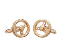 GS Boutons de manchettes motif volant de voiture avec boîte pour les ranger, couleur doré ou argenté, doré, Taille Unique