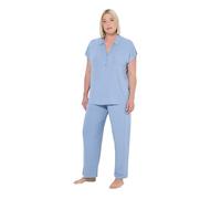 gs1 data protected company 4069787000005 Pyjama, Oversized, Zweiteiler, Hemdkragen, Halbarm Ensemble, Bleu givré, 44-46 Femmes