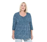 gs1 data protected company 4069787000005 Smokbluse, Punkte, A-Linie, Rundhals, 3/4-arm T-Shirt, Bleu foncé, 58-60 Femmes
