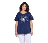gs1 data protected company 4069787000005 T- Shirt, Mandala, A-Linie, Rundhals, Halbarm, Encre Bleue, 44-46 Femmes
