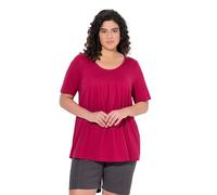 gs1 data protected company 4069787000005 T- Shirt, Zierfalten, A-Linie, Rundhals, Halbarm, Modal, Framboise foncée, 50-52 Femmes