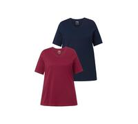 gs1 data protected company 4069787000005 T- Shirts, 2er-Pack, V-Ausschnitt, Halbarm, Biobaumwolle, Rouge Cerise foncé, 44-46 Femmes