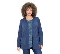 gs1 data protected company 4069787000005 Ulla Popken Veste de survêtement pour Femme Grandes Tailles Grande Taille Structure gaufrée Forme Ouverte Manches Longues, Bleu foncé, 54-56