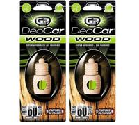 GS27 - Désodorisant Voiture avec Diffuseur Bois Déocar Wood - Parfum Voiture 100% Français - Pomme Verte (Lot de 2)