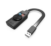GS3 Carte son externe USB 2.0 virtuelle 7.1 avec prise casque microphone contrôle du volume Mute Micro Plug and Play pour ordinateur portable PC de bureau sans pilote nécessaire