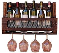 GSACLKES Amants Du Vin/Flottant Étagère À Vin Et Étagère En Verre Set Monté Au Mur/Étagère À Vin Monté Au Mur En Bois/Étagère À Bouteilles de Vin/Étagères À Vin Murales Pour Bouteilles de Vin