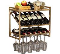 GSACLKES Amants Du Vin/Rustmur Monté Étagères À Vin Avec Porte-Verre/Pension Étagère À Vin/Étagère de Stockage de Bouteilles/Étagère En Métal À 2Ux Étagères Flottantes/Salle À La Maison Salon