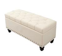 GSACLKES Bancs de Stockage, Banc de Stockage Économie D'Espace, Porte Pied Rectangulaire Moderne Avec Mousse Mémoire, Couloir Sous Tabourets de Repos D'Entrée de Porte de Bureau, Nettoyage Facile/Beig