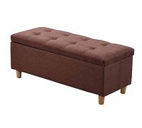 GSACLKES Bancs de Stockage, Stockage Pliant de Sécurité 35.4In Rectangulaire Chaussure Changeant Tabouret Lin de Coton Coussin Éponge Avec Espace de Stockage S Boîte À Jouets Cadre En Bois Massif Port