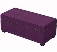 GSACLKES Bancs de Stockage, Tabouret de Canapé Tabouret de Lin Tissu Rembourré Siège de Stockage de Masse Couverture Charnière En Boise Chaussure Banc Roulement Poids 150Kg/Violet