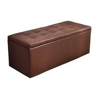 GSACLKES Bancs de Stockage, Tabouret Pu Chaussures En Cuir Banc Économie D'Espace Tabouret de Stockage Boîte À Jouets Poids Du Roulement Du Siège Rembourré 120Kg Ottomans Bruns/Br/100 Cm