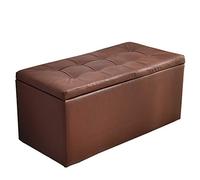 GSACLKES Bancs de Stockage, Tabouret Pu Chaussures En Cuir Banc Économie D'Espace Tabouret de Stockage Boîte À Jouets Poids Du Roulement Du Siège Rembourré 120Kg Ottomans Bruns/Br/60 Cm