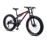 GSACLKES Bicyclettes de Montagne, Bicycle de Montagne À Queue Dure de Pneus Gras 24 Pouces Pour Hommes Et Femmes, Bicyclettes de Montagne À Doublepension Pour Adultes, 21/27 Vitesse Vélo Tout Terrain