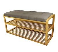 GSACLKES Changer Chaussure Banc Multifonctionnel 2 Couches Chaussure Rack Repos Tabouretut S'Asseoir Porte Ménage Moderne Simple Fer Art Entrée Chaussure Banc/A/100 * 35 * 45 Cm