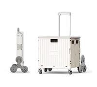 GSACLKES Chariot D'Achat Pliable Léger À Roues - Escalade, 8 Roues, Avec Couvercle - Panier D'Utilité Pliable Portable Pour Les Épiceries Et Le Stockage - Chariots de Poussée Pratique/Beige