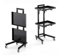 GSACLKES Chariots, 3Tier Metal Chariot Avec Roues En Acier Inoxydable Soutienden Finishideal Pour Les Salons de Beauté Et La Cuisine Nization Chariot Polyvalent À La Maison/Néron