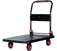 GSACLKES Chariots, Chariot de Plateforme Pliable 4Wheel Utility Wagon Foldable Hand Truck Pour Le Stockage Facile Des Roues Pivotantes 360Degree Heavyduty (73 X 47 Cm)/Noir/90 * 60 Cm