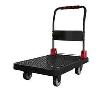 GSACLKES Chariots, Chariot de Plateforme Pliable Wagon de Transport Heavyduty Capacité 500 Kg D'Économie D'Espace Idéal Pour Les Jardins Entrepôts Et Cours (Noirtit)/Noir/L