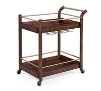 GSACLKES Chariots, En Bois Bar Chariot - Rolliutility Chariot Avec Support Wine Rack Cuisine Servichariot Sur Roues Brown Metale Solution de Stockage Élégante Pour La Maison Et Le Divertissement
