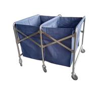 GSACLKES Chariots, Panier de Blanchisserie Pliable Avec Roues de 4 Pouces - Panier En Acier Inoxydable 2Section Pour Les Hôtels Salles de Sport Et Chambres D'Hôtes - Capacité (94X54.5X89.5 Cm)/E Coule