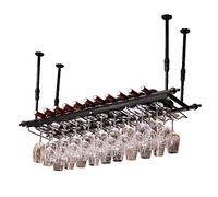 GSACLKES Détenteur de Bouteille de Vin Blackforged Ironhangingbar Détenteur de Verre de Vin À L'Envers Détenteur de Gobelet Décoration D'Affichage de Vin Télescophangirod Restaurant Ménage, 80 Cm/60 C