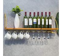 GSACLKES Étagère À Vin Montée Au Mur Montée Au Mur,Porte-Vin Stemware Avec Étagère À Verre À Vin,Étagères Flottantes Pour Salon Restaurants Bars/Or / 100X22X33Cm/Or/80 * 22 * 33 Cm