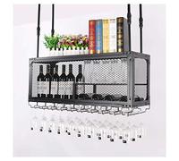 GSACLKES Étiquette À Vin de Plafond de Cuisine/Bar/Cabinet Avec Porte-Verre, Porte-Bouteille de Vin Montée Au Mur À 2 Couches, 120Cm