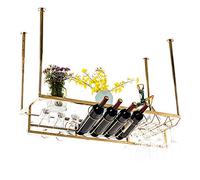 GSACLKES Étiquette À Vinpendue En Acier Inoxydable | Porte-Verre À Vin À L'Envers Étiquette À Vin | Étiquette À Décoration de Plafond Pour Bars, Restaurants, Cuisines/100 * 35 Cm