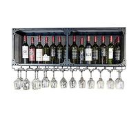 GSACLKES Étiquette Murale de Bar de Vin, Étiquette À Vin Accrochée D'Art de Fer, Étiquette En Verre de Bar Accrochée de L'Industrie Et Porte-Bouteille Accrochée (Noir) Dfvv, 180 * 30 * 45Cm/120 * 30 *
