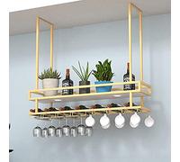 GSACLKES Étiquettes À Vin Plafond Étiquettespendues Étiquette En Verre de Porte-Bouteille, Décor Industriel Rétro Étiquette En Verre À Vin Montée Au Mur Pour Bar Cuisine Salon/Or/80Cm(31.5In)/Or/120 C