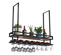 GSACLKES Étiquettes À Vin Plafond Étiquettespendues Étiquette En Verre de Porte-Bouteille, Décor Industriel Rétro Étiquette En Verre À Vin Montée Au Mur Pour Bar Cuisine Salon/Or/80Cm(31.5In)/Noir/100