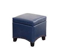 GSACLKES Ottomans Foot Tabouret Stockage Cuir Tabouret Repousse-Pieds Avec Couvercle Avec Jambes En Boistit Tabouret de Pieds Table de Vestiaire Salon Pouffe Repousse-Pieds/Bleu/Tit
