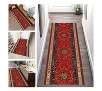 GSACLKES Tapis de Zone, Tapis de Couloir Long, Décor À Domicile Mince Pile Basse Bordédérapage Lavable Pour La Cuisine de Foyer D'Entrée, Rouge, Pile 0.6Cm/A/0.6 X 2M/A/0,8 * 9M