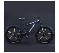 GSACLKES Vtt, Vtt de Montagne, Vtt de Montagne À Queue Dure de Pneu Gras, Double Cadrension Et Fourchettension Vtt Tout Terrain Pour Hommes Femmes, 7 Vitesses, Bleu 3 Parlait/27 Vitesse/Bleu 5 A Parlé