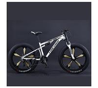 GSACLKES Vtt, Vtt de Montagne, Vtt de Montagne À Queue Dure de Pneu Gras, Double Cadrension Et Fourchettension Vtt Tout Terrain Pour Hommes Femmes, 7 Vitesses, Bleu 3 Parlait/27 Vitesse/Blanc 5 A Parl
