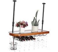 GSACLKES Wine Lovers/Wall Wine Rack Pour Les Bouteilles de Vin/Suspension Wine Du Plafond/Wall Mounted Wine Bottle Rack/Floatiwine Shelf Et Glass Rack Set Mounted Wall Pour Cuisine, Repas, 100 * 35Cm/